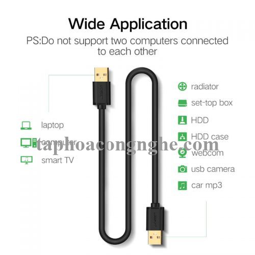 Ugreen 30131 0.5M màu Trắng Cáp 2 đầu USB 2.0 vỏ nhựa PVC US102 30030131